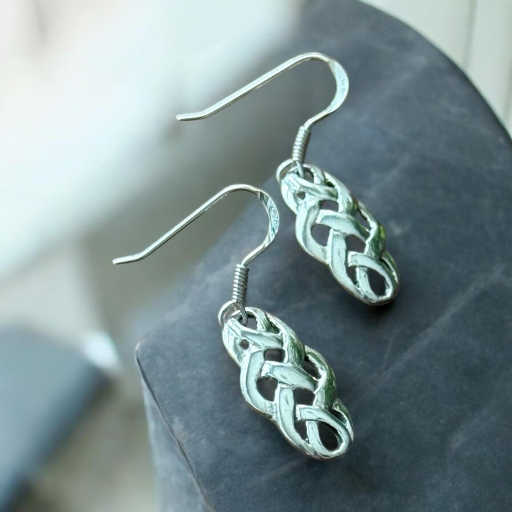NWT 925 Sterling Silver Celtic Dangle Drop Earrings! Hypoallergenic! NEW!